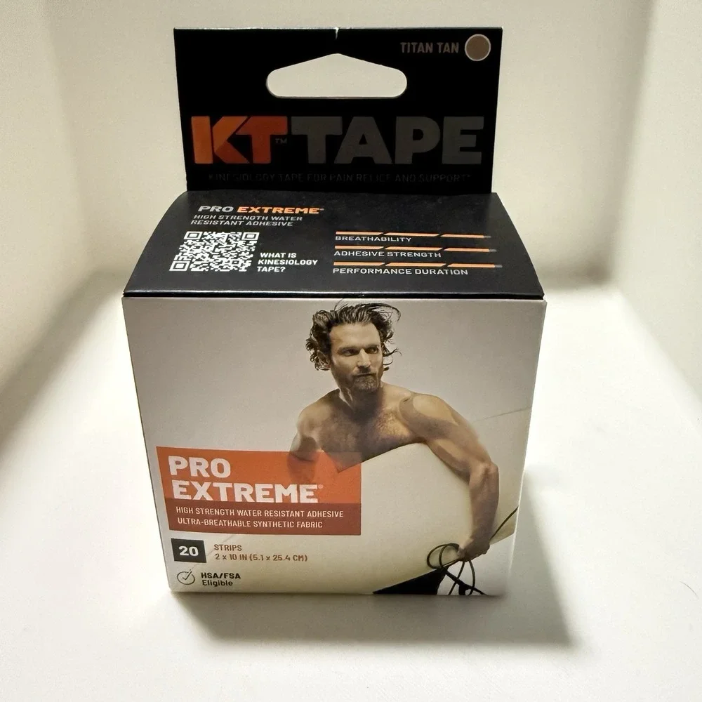 NIB KT TAPE Pro Extreme Sports Tape Titan Tan 20ct 2in x 10in Water Resistant
